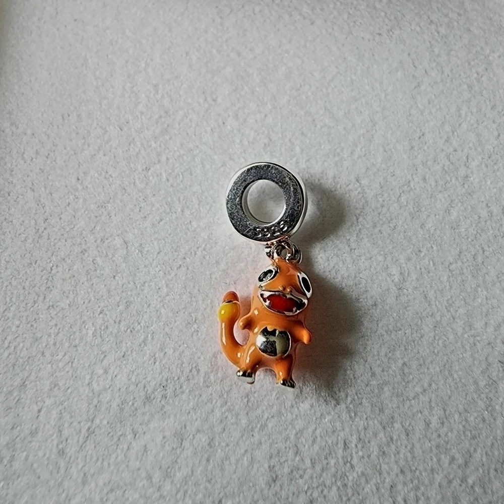 New Pokemon Charmander Dangle Silver charm for jewelry bracelet